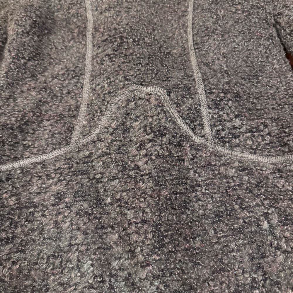 Dolce Cabo Grey Boucle Knit Faux Fur Trim Cardigan Sweater Whimsigoth Small‎ - Picture 7 of 7